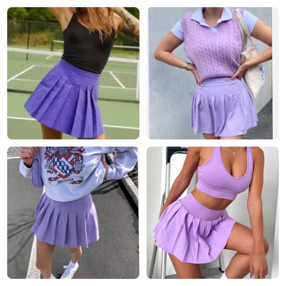 Tenniscore Skirt Purple Preppy Academia Pleated Cute Flirty Pockets Jamie Sadock